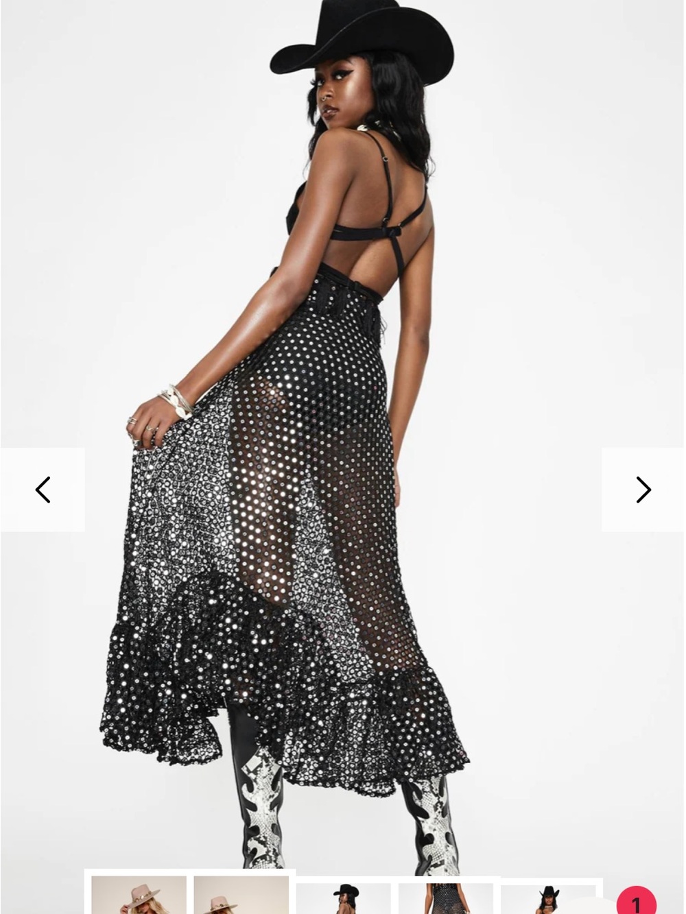 NWT Black Open Knit Mirror Sequin Midi Ruffle Skirt FESTIVAL SEASON 🪩 - Picture 3 of 9